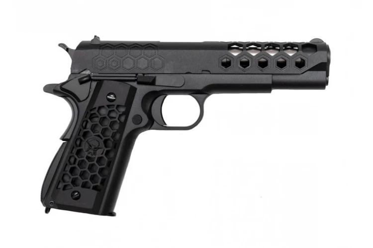 Пистолет страйкбольный WE Colt 1911 HEX CUT Black (CO2)